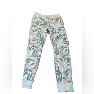 Tea Collection Leaf Print Joggers - Gray and Peach